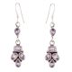 Sterling Silver Dangle Earrings Four Stone Faceted Amethyst Earrings