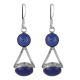 92.5 Sterling Silver Earrings Lapis Lazuli Stone Dangle Earrings