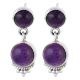 92.5 Sterling Silver Earrings Two Round Amethyst Drop Earrings