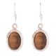 92.5 Sterling Silver Earring Tiger's Eye Round Silver Border Drop Earrings