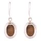 92.5 Sterling Silver Earring Tiger's Eye Round Silver Border Drop Earrings