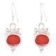 92.5 Sterling Silver Earrings Big Carnelian Crown Design  Earrings