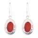 92.5 Sterling Silver Earrring Red Jade Stone Hook Earring