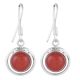 92.5 Sterling Silver Earring Round Red Carnelian Hook Earrings