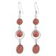 92.5 Sterling Silver Dangle Earrings Red Sandstone Three Stone  Earrings