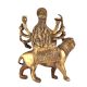 Brass Durga Statue Seated on Her Vehicle Lion Hindu Worship Statue