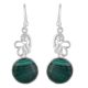 92.5 Sterling Silver Earrings Melachite Engraved Hook Earrings