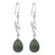 92.5 Sterling Silver Earrings Single Verde Aventurina Drop Hook Earring