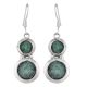92.5 Sterling silver Earring Twin Round Green Malachite Hook Everday Earrring