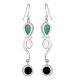 92.5 Sterling Silver Earrings Geometric Design Onyx Long Earring