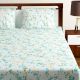 Bombay Dyeing Aqua Floral 180 TC Cotton Double 1 Bedsheet With 2 Pillow Covers