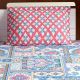 Bombay Dyeing  Blue Red Abstract 180 TC Cotton Double 1 Bedsheet With 2 Pillow Covers