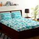 Bombay Dyeing Blue Aqua Geometric 180 TC Cotton Double 1 Bedsheet With 2 Pillow Covers