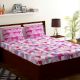 Bombay Dyeing Pink Geometric 180 TC Cotton Double 1 Bedsheet With 2 Pillow Covers