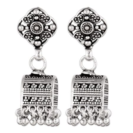 92.5 Sterling Silver Earrings Unusual Shape Floral Stud  Traditional Jhumkies