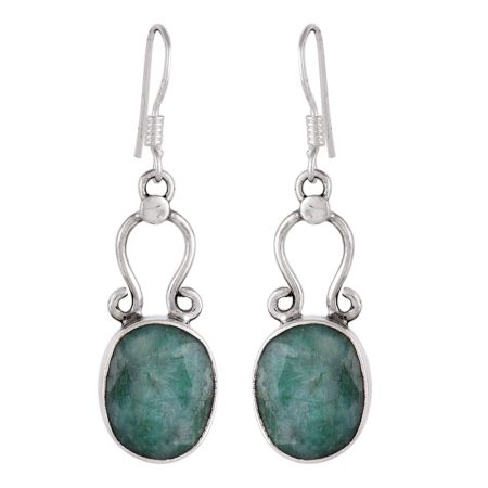 92.5 Sterling Silver Earrings Floral Oval Malachite Drop Earrings for Girls