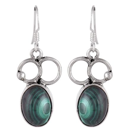 92.5 Sterling Silver Earings and Crafted Malachite Earrings