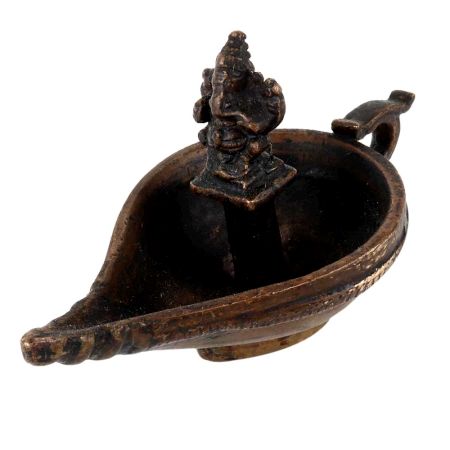 Brass Diya Oil Lamp with Ganesha Statue Gifting Lamp