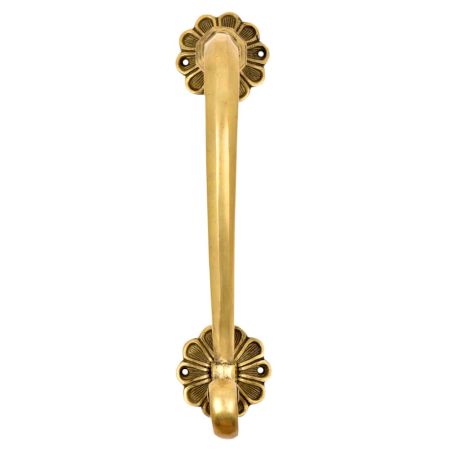Classic Brass Door Handle Smooth With Floral Curved End