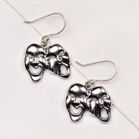 Theatre Mask 92.5 Sterling Silver Hanging Earrinngs