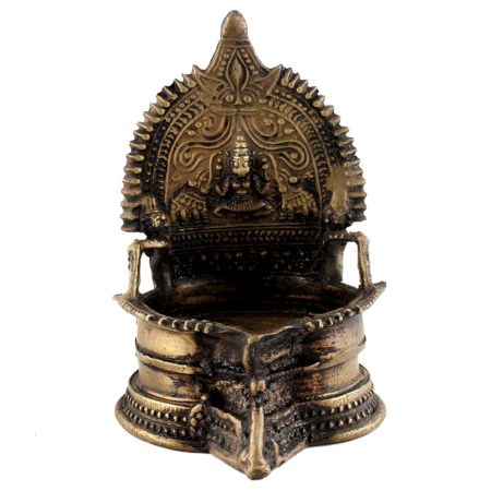 Small Brass Oil Lamp With Intricate Carvings