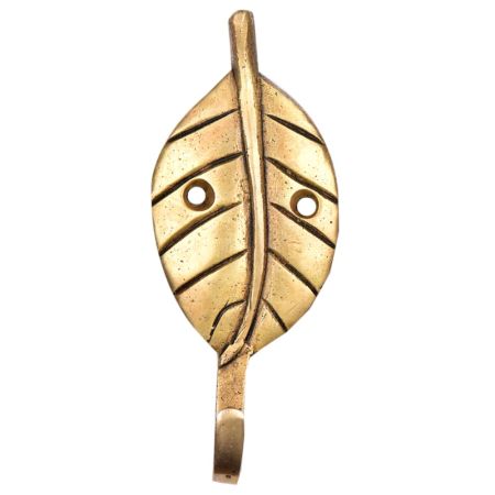 Single Brass Leaf Wall Hook
