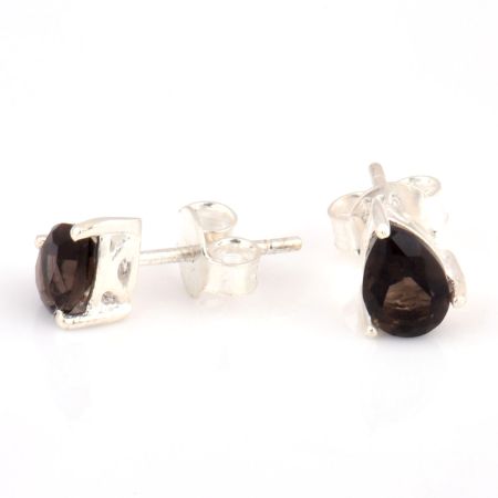 92.5 Silver Sterling Earrings Black Onyx Cut Stone Stud Earrings