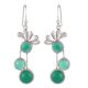 92.5 Sterling Silver Earrings Green Onyx Top Floral Fancy Earrings