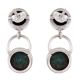 92.5 Sterling Silver Earings Twin Malachite Drop Fancy Earrings