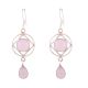 92.5 Sterling Silver Earrings Moden Design Pink Crystal Rose Quartz