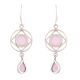 92.5 Sterling Silver Earrings Moden Design Pink Crystal Rose Quartz