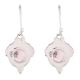 92.5 Sterling Silver Earrings Crown Design Rosy Quartz Hook Earrings