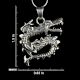 92.5 Sterling Silver Dragon Charm Pendant Necklace