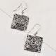 92.5 Sterling Silver Earrings Filigree Square Shaped Dangle Earrings