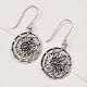 92.5 Sterling Silver Earrings Round Scroll Hanging Danglers