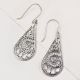 92.5 Sterling Silver Earrings Scrolled Tear Drop Earrings