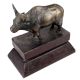Brass Standing Ox Statue On a Wooden Stand