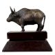 Brass Standing Ox Statue On a Wooden Stand