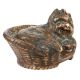 Brass Yorkshire Terrier Dog Sitting In A Basket Statue