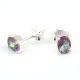 92.5 Sterling Silver Mystic Topaz Cut Stone Semi Precious Stud Earrings