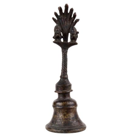 Brass Puja Bell With Two Garuda Figurine God Handle