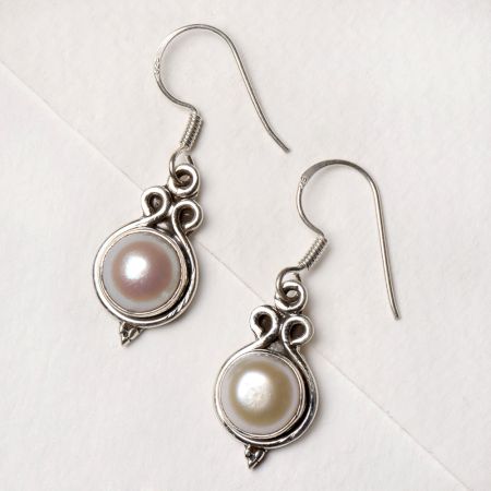 92.5 Sterling Silver Earrings Round Moonstone Designer Earrings