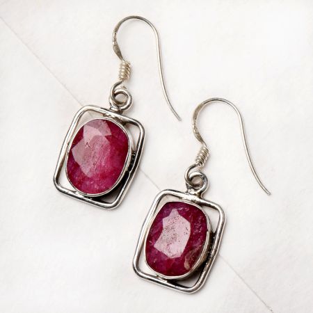 92.5 Sterling silver Earrings Oval Pink Tourmaline Set in Delicate Silver Frame Designer Earrings