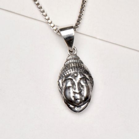 92.5 Sterling Silver Pendant  Buddhist Buddha Head Pendant