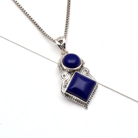 92.5 Sterling Silver Pendant Blue Tourmaline Gemstone Pendant