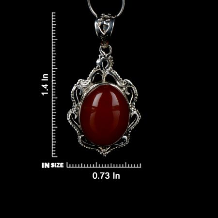 92.5 Sterling Silver Pendant Fiery Red Carnelian  Pendant