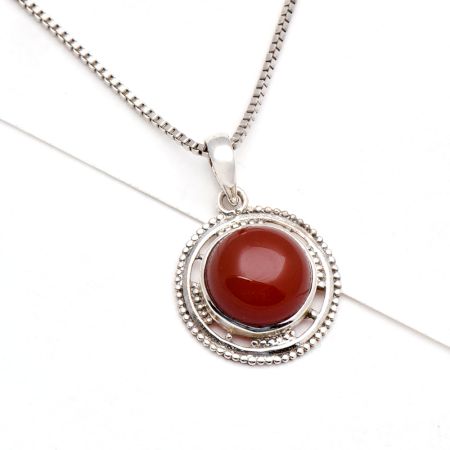 92.5 Sterling Silver Pendant Carnelian Mystical Gemstone Pendant
