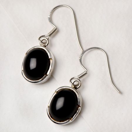 Trendy 92.5 Sterling Silver Earrings Big Oval Cabochon Bezel Setting Dangler Earrings