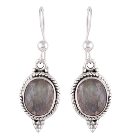 92.5 Sterling Silver Earrings Studded With Round Citrine In Holy Cross Design