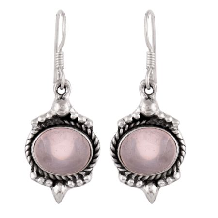 92.5 Sterling Silver Earrings Triangular Grey moonstone Branch Twisted Vine Design